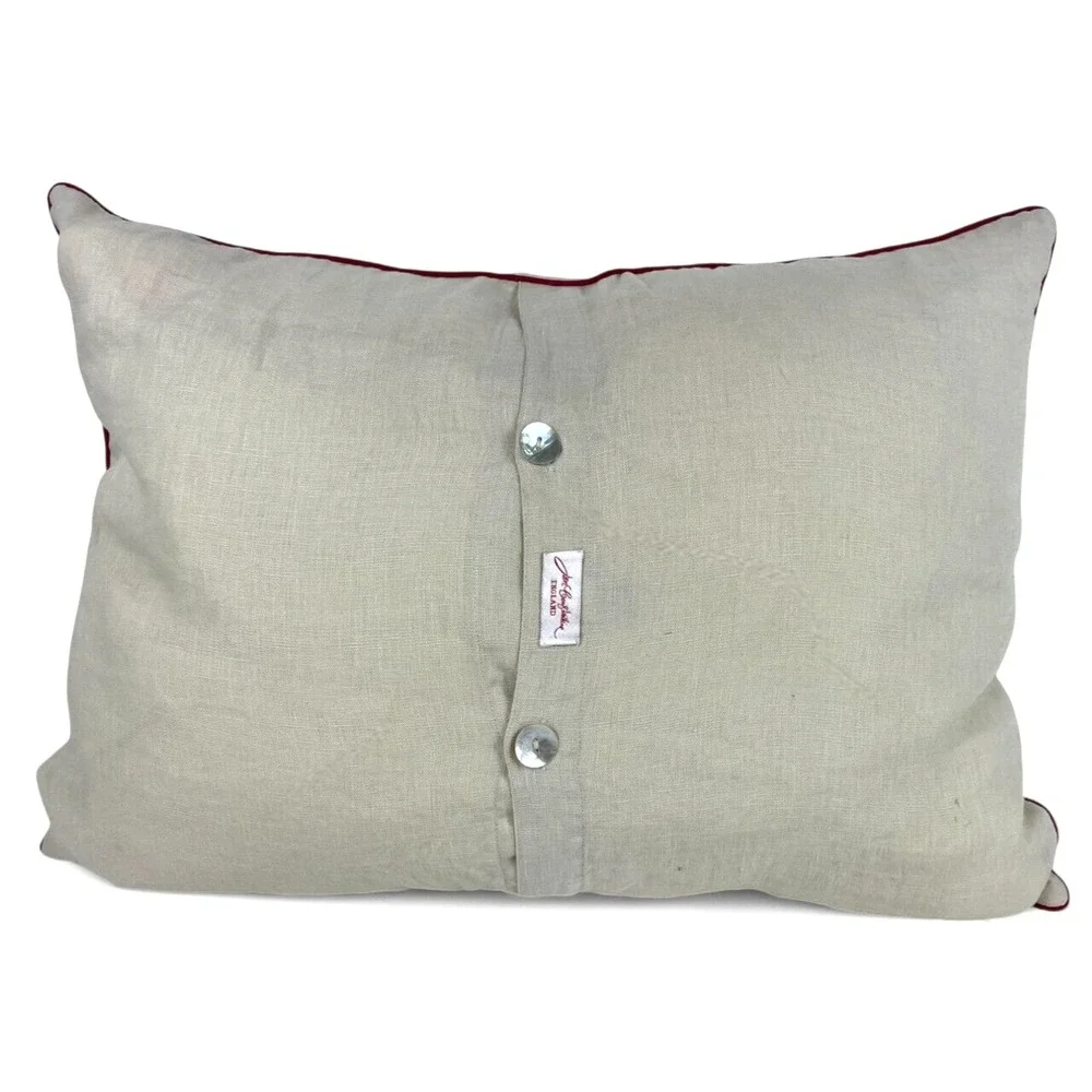 Jan Constantine England Pillow I Love London Embroidered Linen Wool 21x16